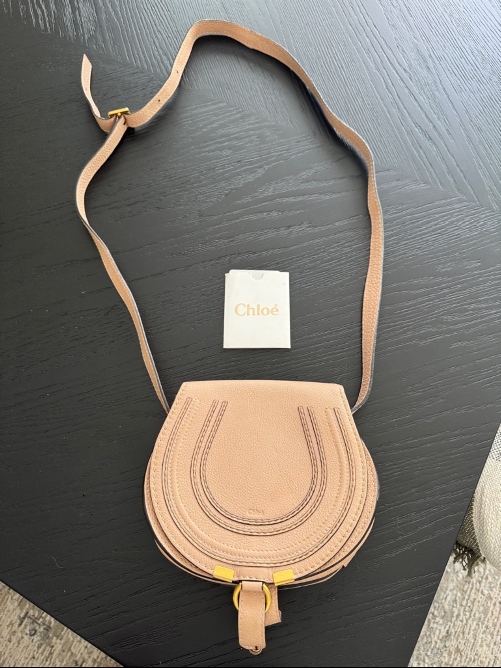 Small Chloe Marcie Saddle Crossbody Bag in Blush Pink